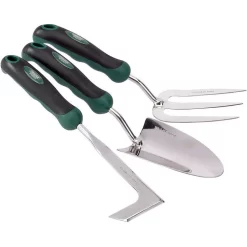 Draper 27436 Stainless Steel Heavy Duty Soft Grip Fork, Trowel And Weeder Set (3 Piece)
