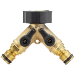 Draper 36228 Brass Double Tap Connector With Flow Control (3/4")